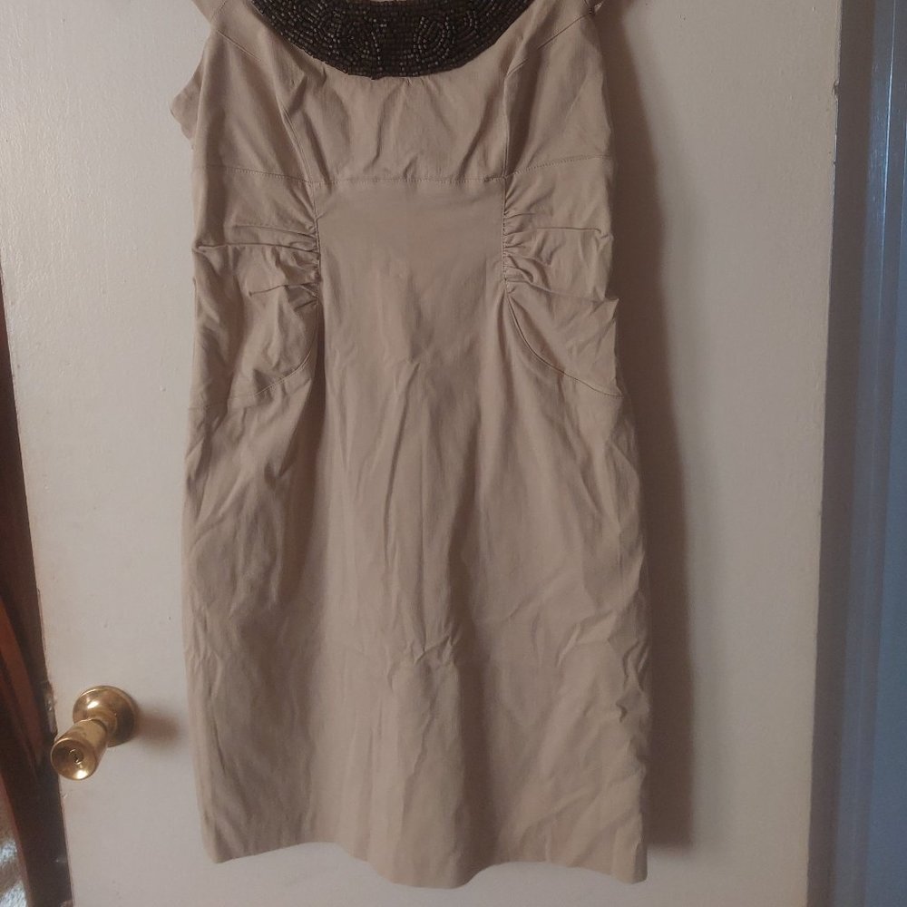 Monroe & Main Khaki Embellished form fitting dress